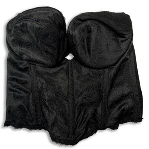 Cabernet Intimates Black Strapless Longline Padded Bra Corset Bustier Womens 36C